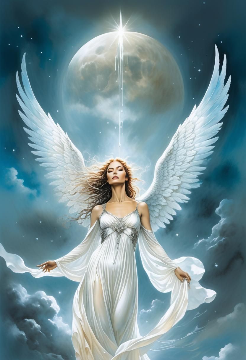 Angel Ascending to Heaven in Golden Hour