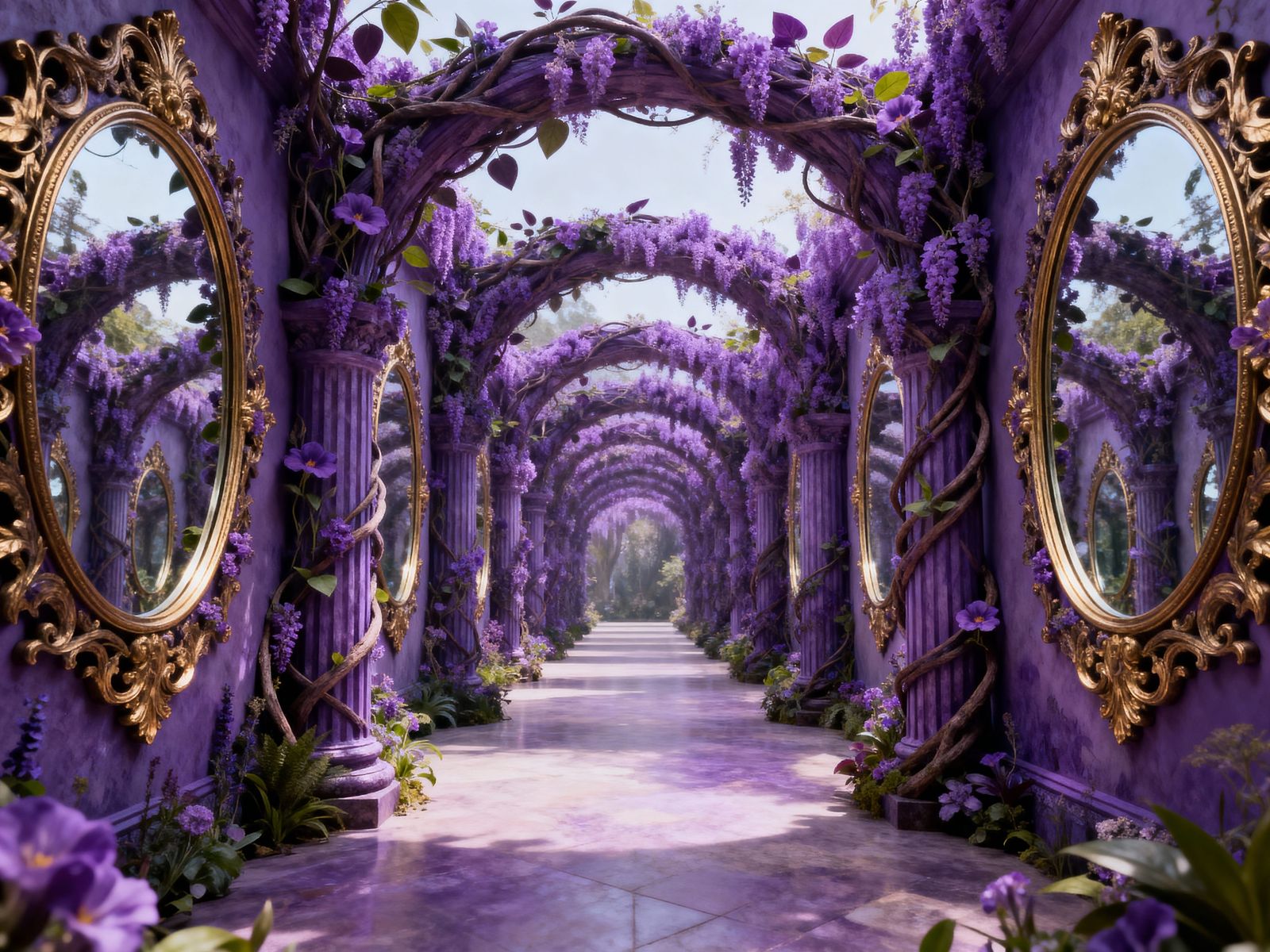 Majestic Fantasy Hall of Purple Plants