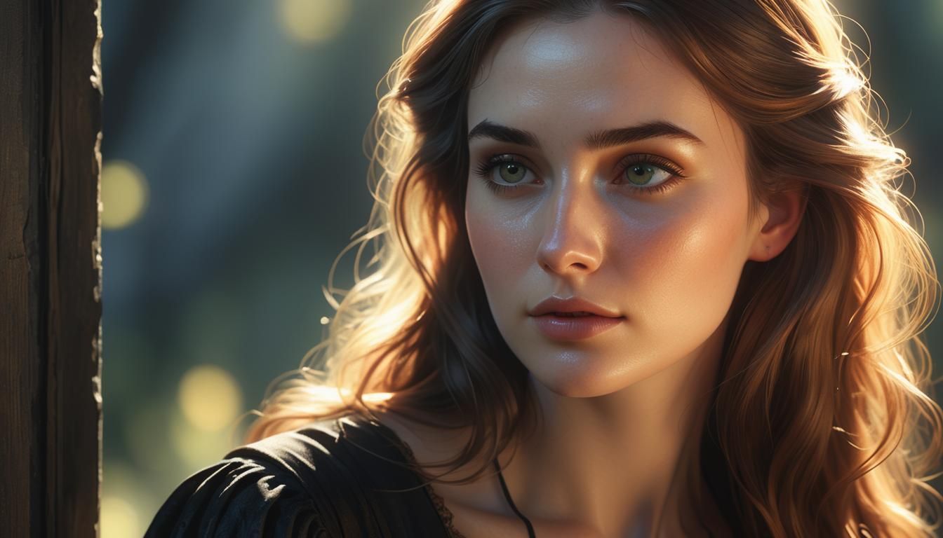 Contemplative Beauty in Morning Sunlight: Photorealistic Por...