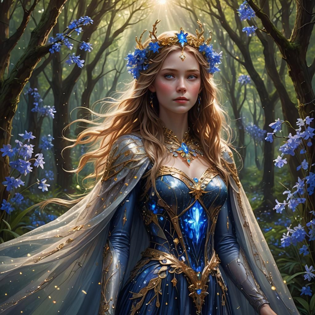 Cybermaiden
Within a simulated realm, a serene cybermaiden with tresses of golden brown hair and piercing blue eyes stan...