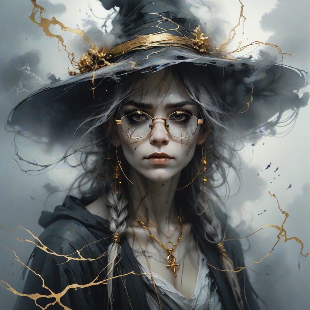 Ethereal Witch in White Mist, Carne Griffiths Style