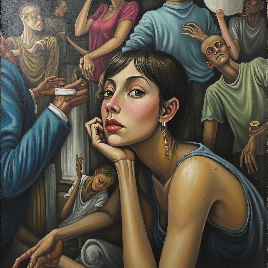 Melancholic Woman Lost in Thought: Emotional Expressionism