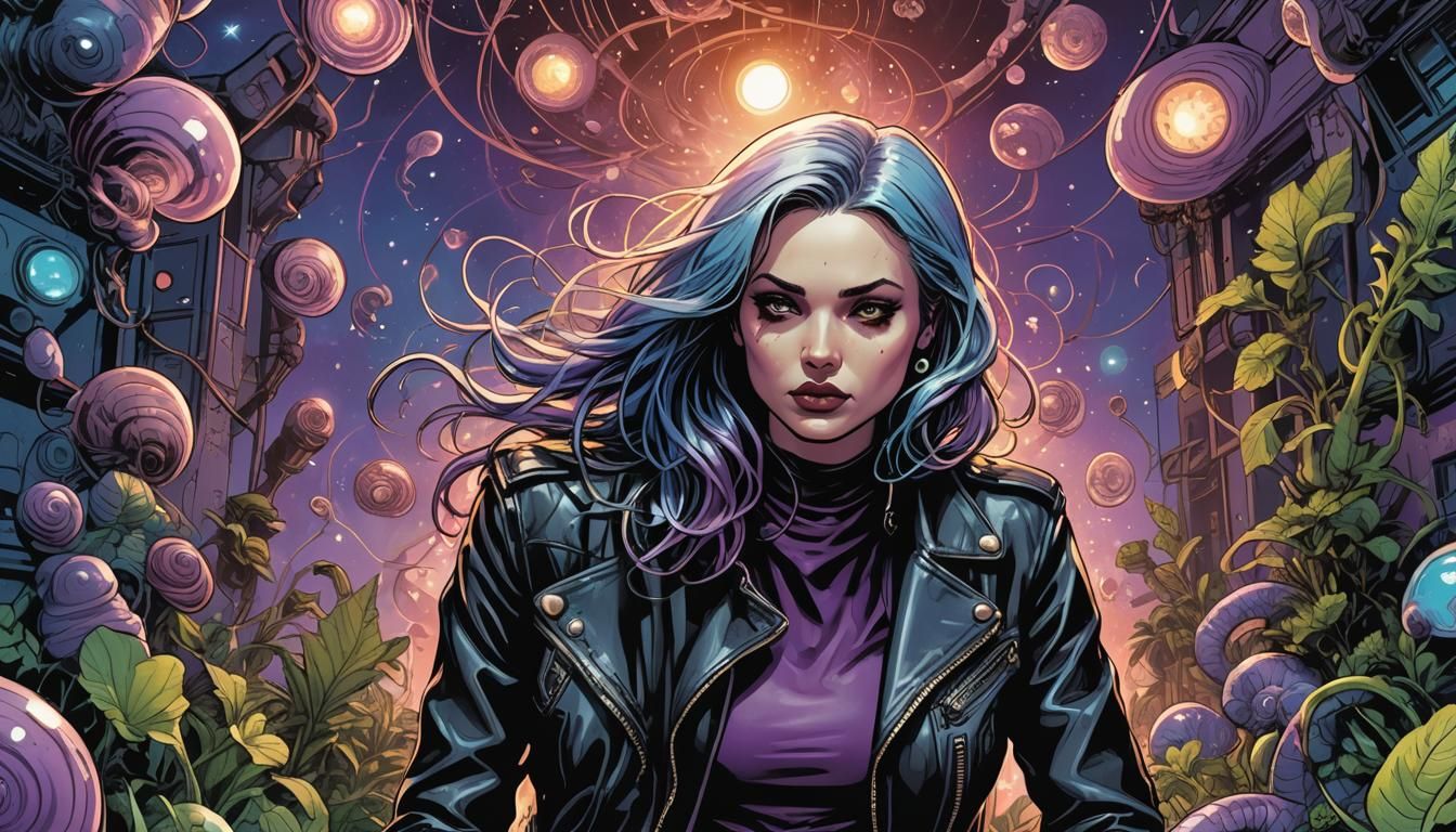 Hypnotic Trance in Bioluminescent Comic Art Style