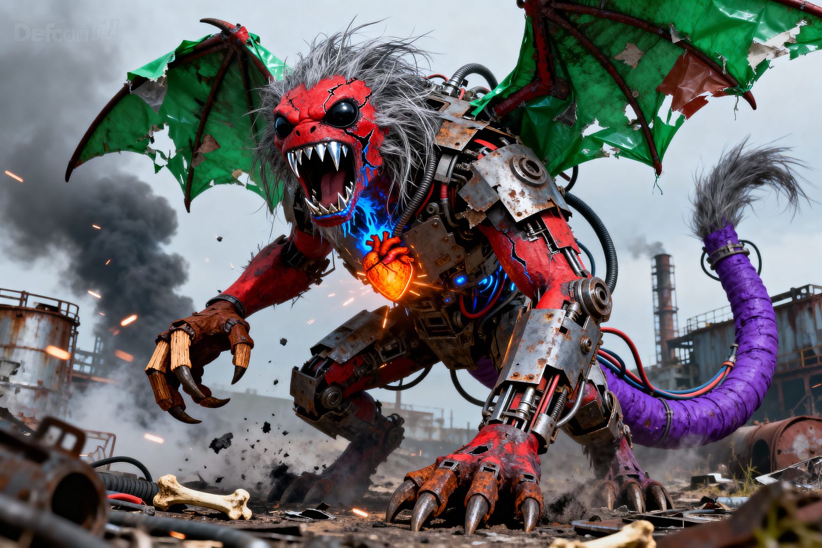 Post-Apocalyptic Scrap Monster of Waste and Metal