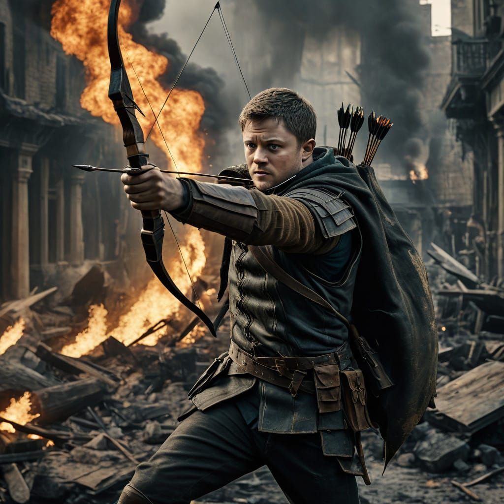 Robin Hood in Mid-Air Heroic Leap