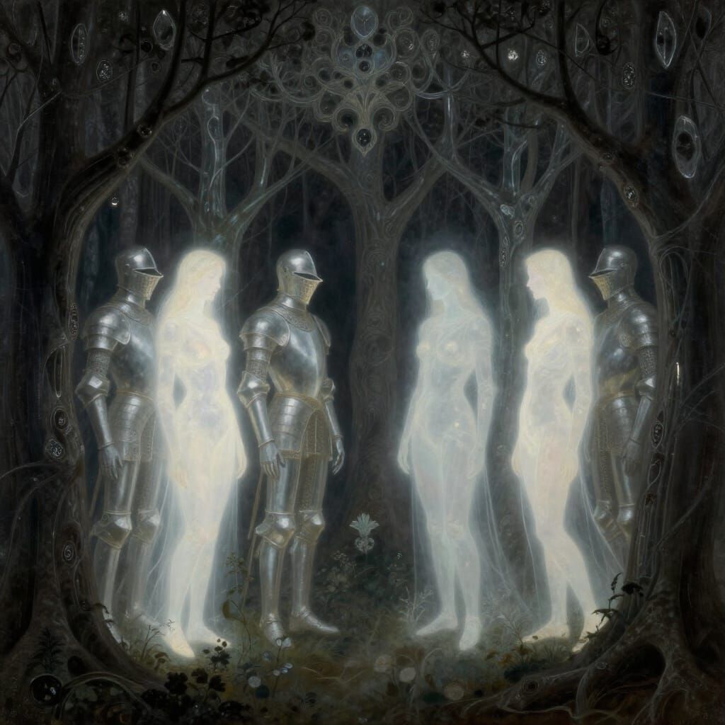 Ethereal Knights in Glass Forest: Purity vs Temptation