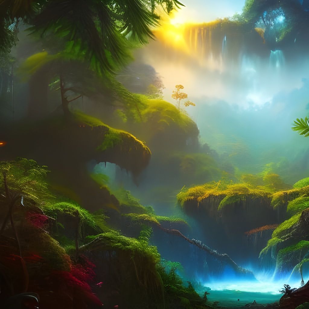 Lush Untouched Gardens in Fantasy Art Style