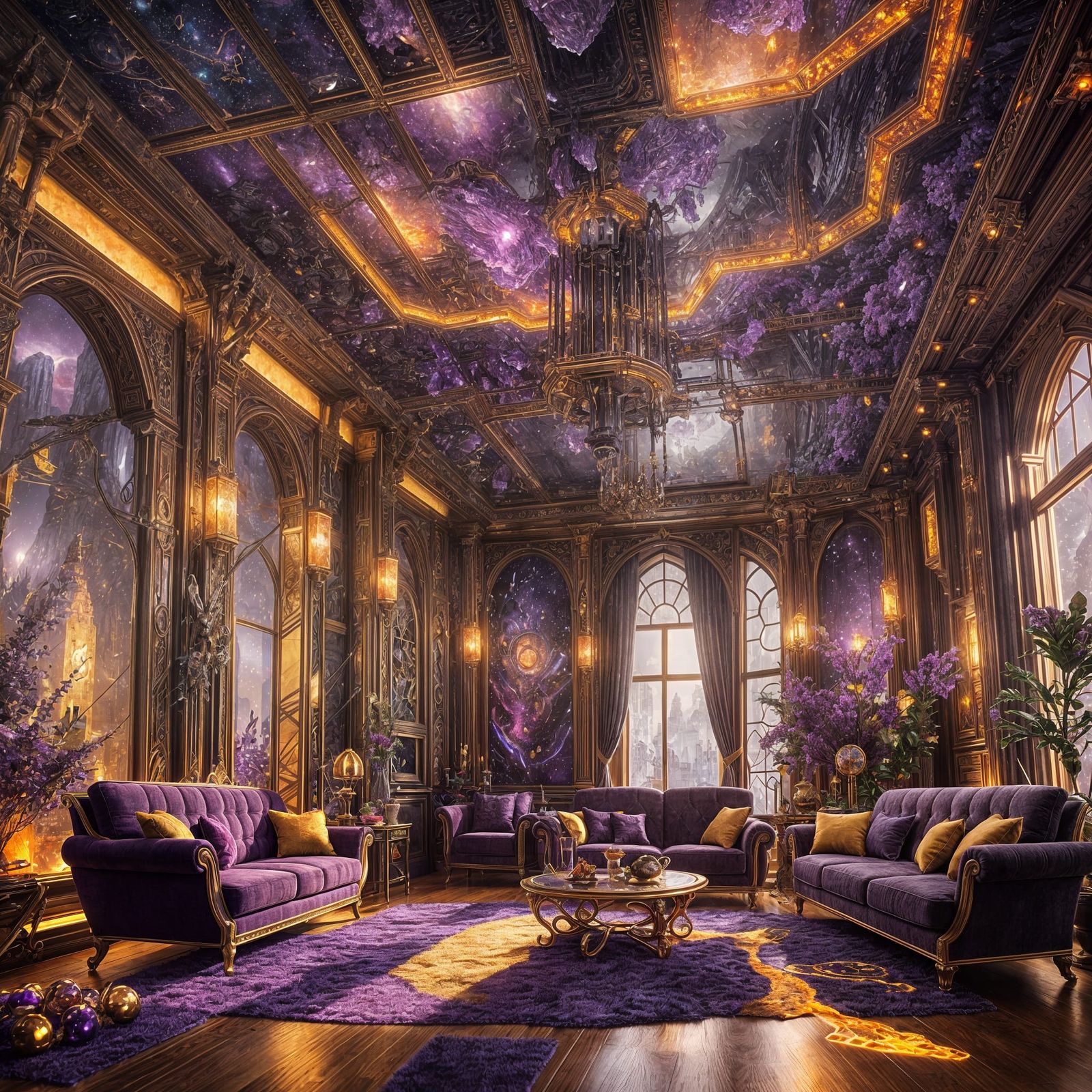 Crystal Science Fiction Living Room in Detailed Matte Painti...