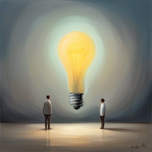 Abstract Lightbulb Painting of Inspiration in Pastel Colors