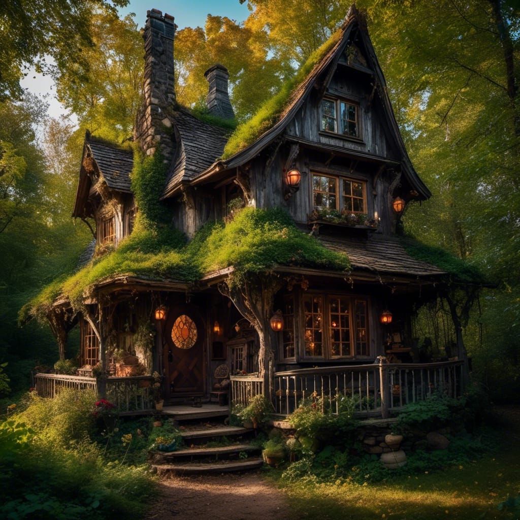 Cozy Witch's Cottage in the Woods