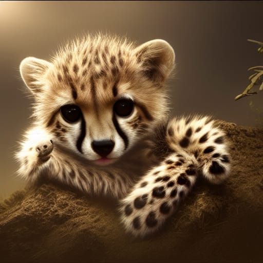 Cute Baby Cheetah in Digital Matte Painting