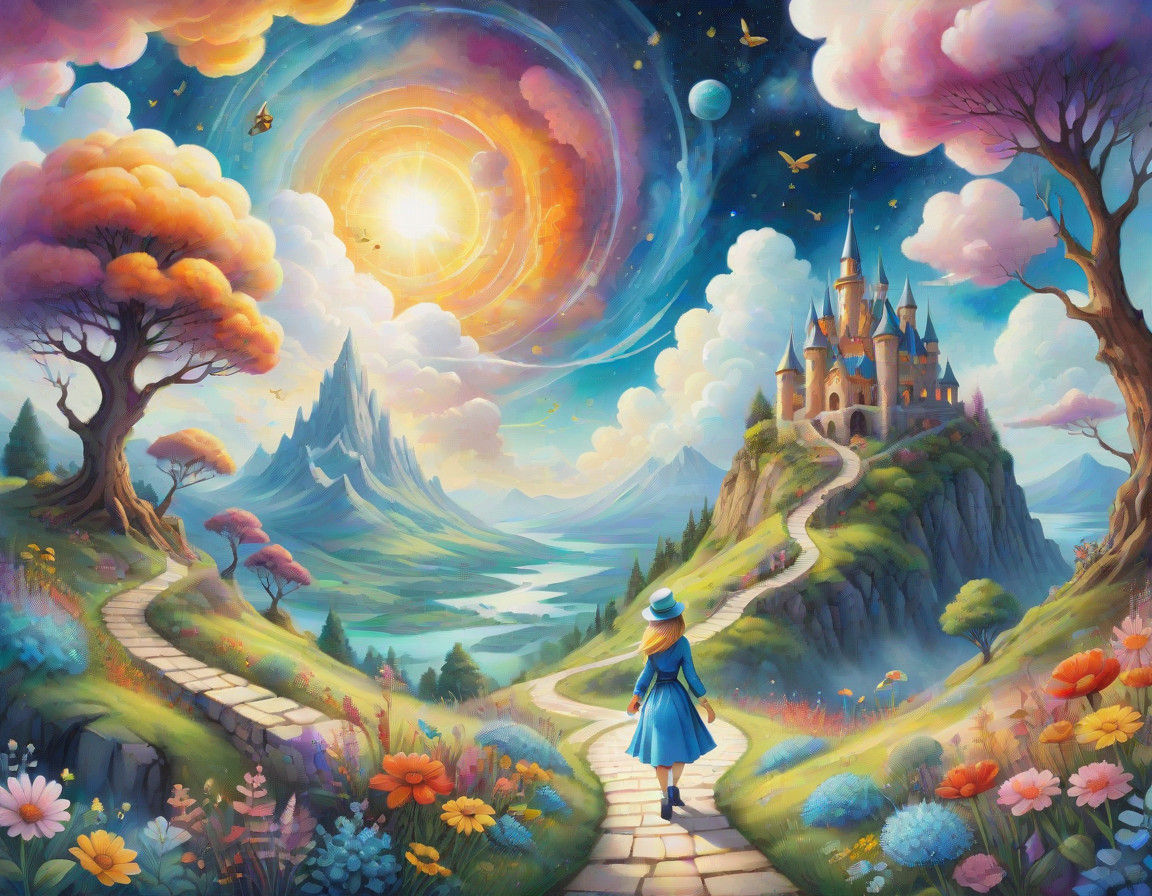 Whimsical Wonderland Scene in Vibrant Watercolor