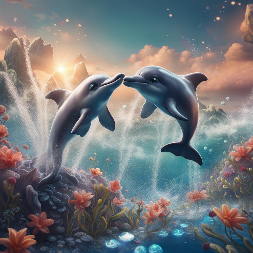 Cute Dolphin in Detailed Matte Painting Style