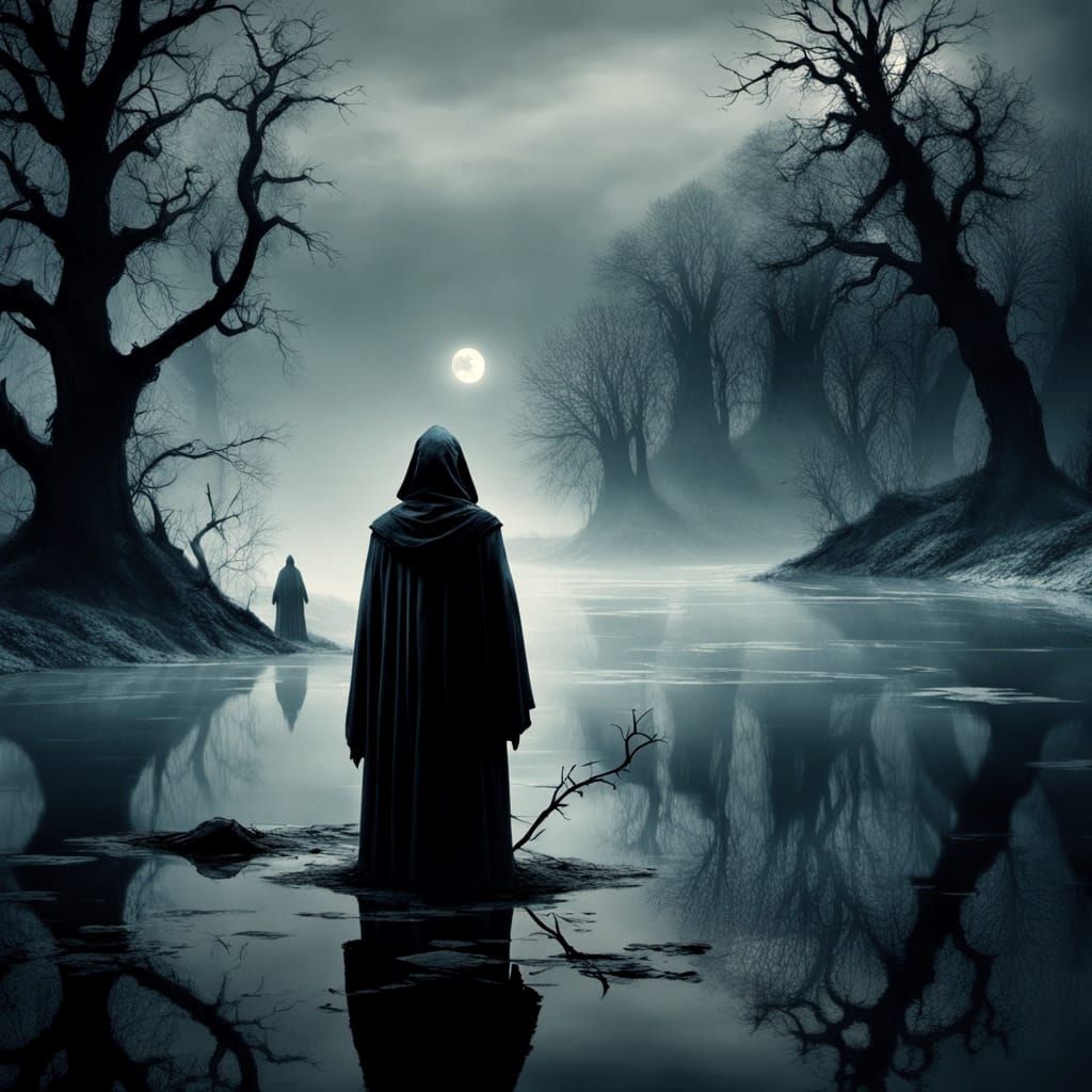 Ethereal Horror Scene in Dark, Muted Tones