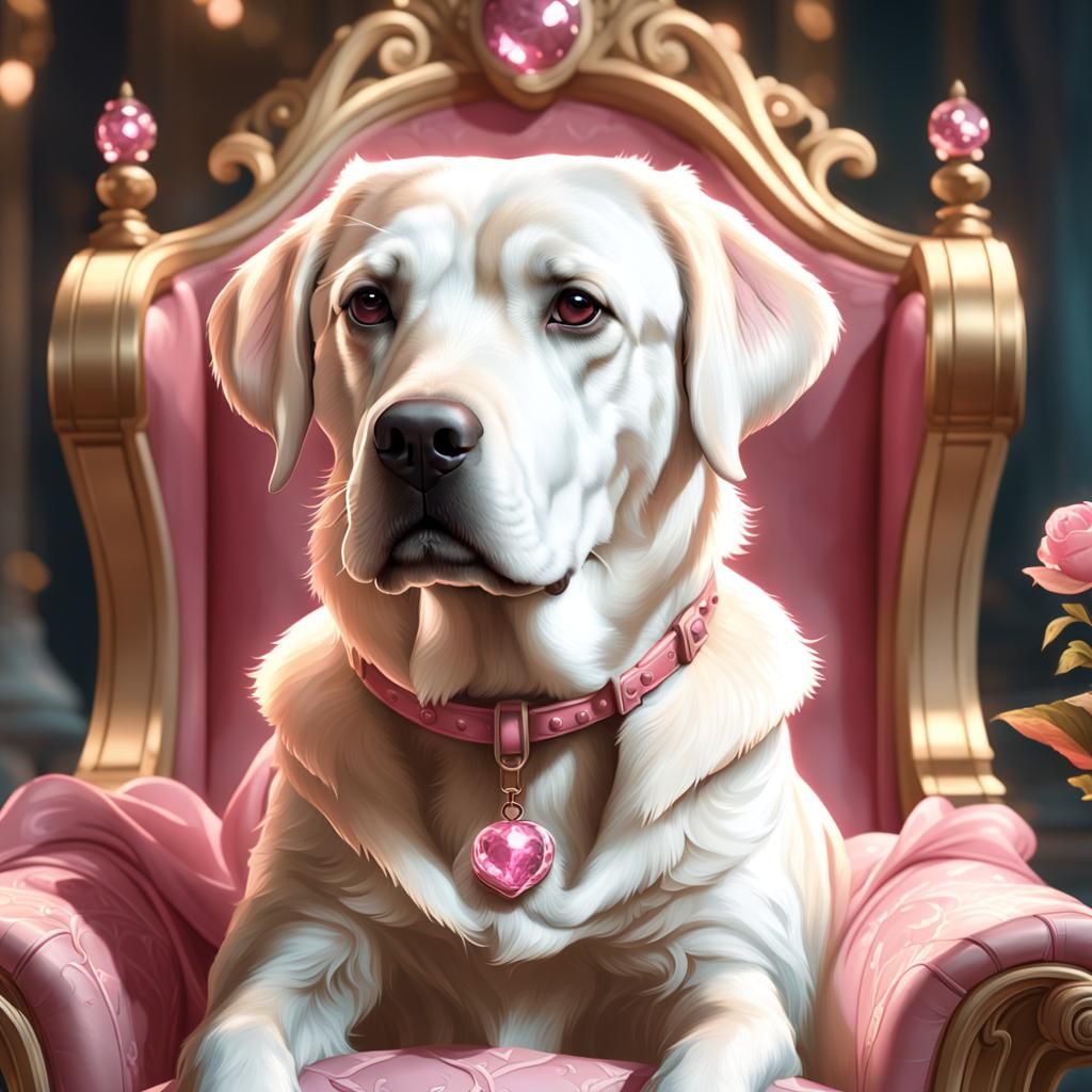 Labrador Princess on Throne: Digital Art Portrait