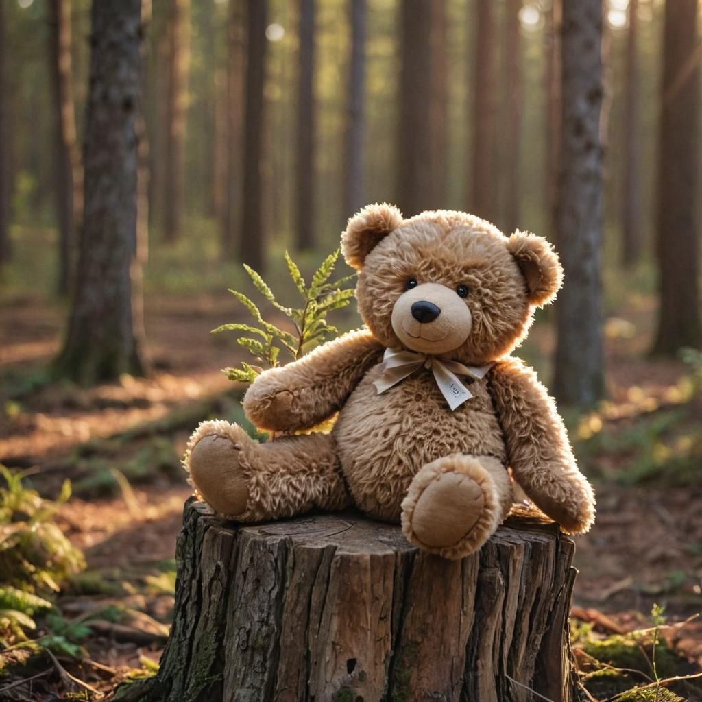 Teddy Bear in Forest: Editorial Photography