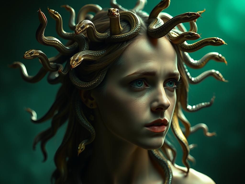 Emma Watson as Medusa in Dark Fantasy Style