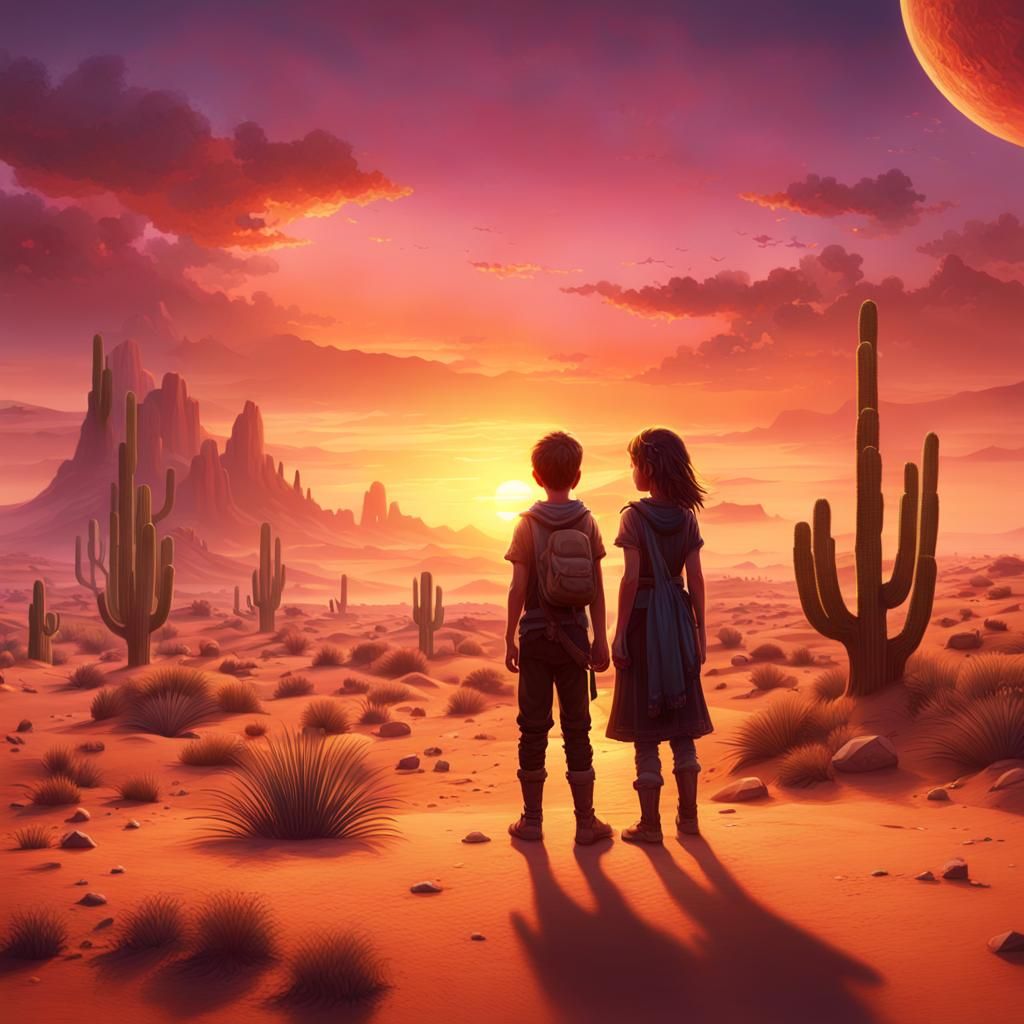 Desert Sunset: Fantastical Matte Painting in Deep Color