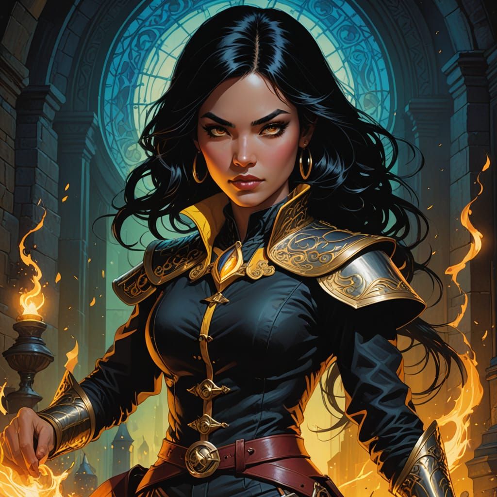 Female Warlock in Comic Book Style