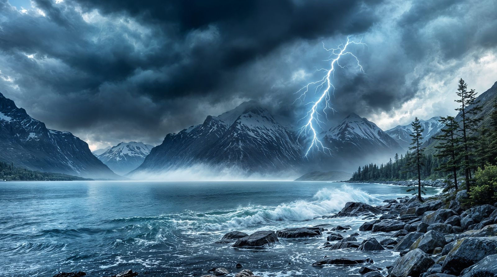 Stormy Wrath in Norwegian Fjord Landscape Art