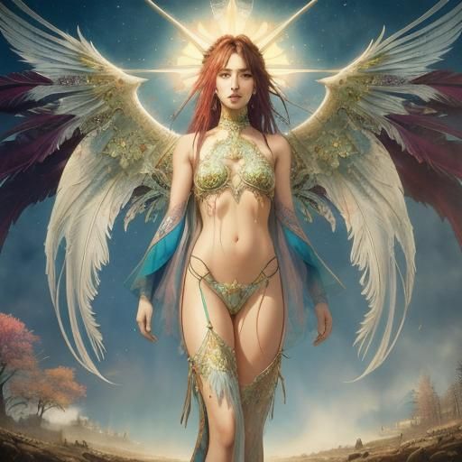 Angelic Figure in Vivid Watercolor Style