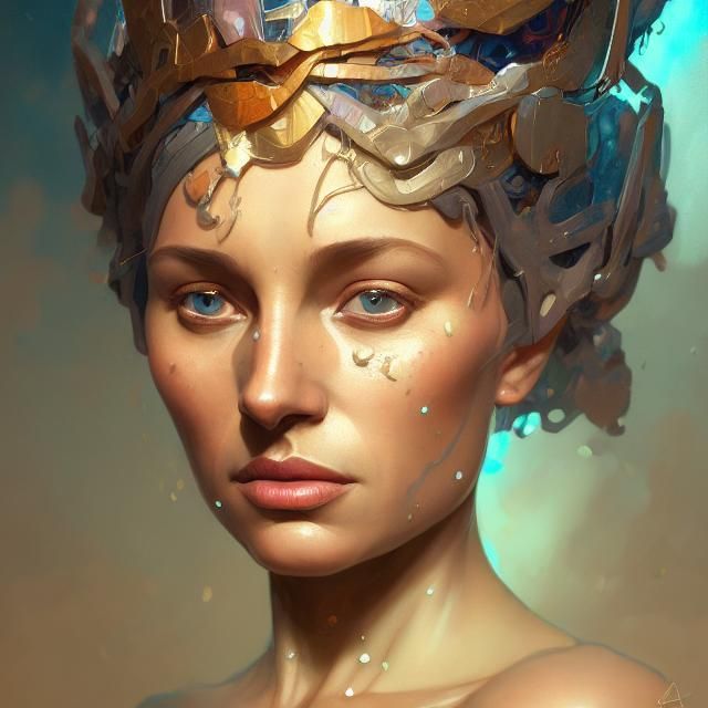 Detailed Portrait of Genesis Queen in Art Nouveau Style