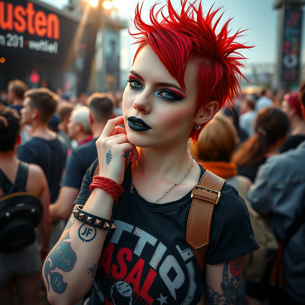 Punk Girl's Bold Style at Music Festival