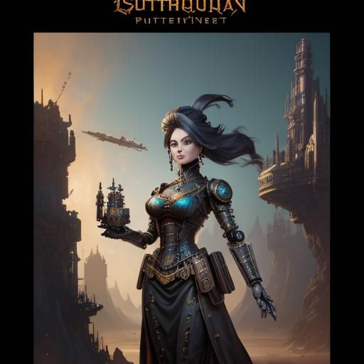 Steampunk Robot Woman Automata in Detailed Matte Painting