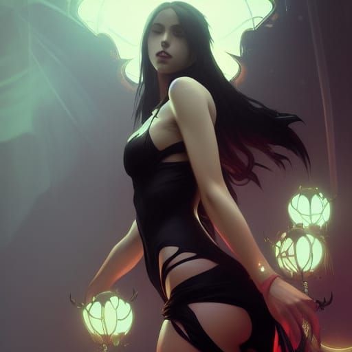 Demon Girl in Bikini: Hyperdetailed Concept Art