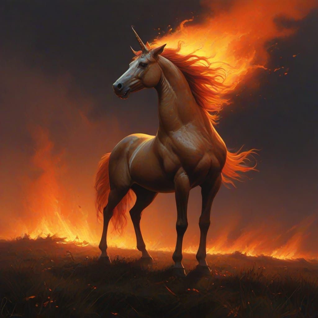 Mythical Centaur with Fiery Mane and Crown