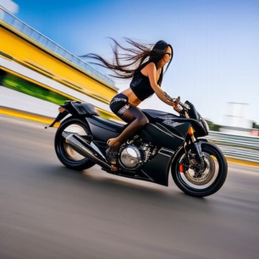 Anime Woman on Motorbike in Spectral Radiance