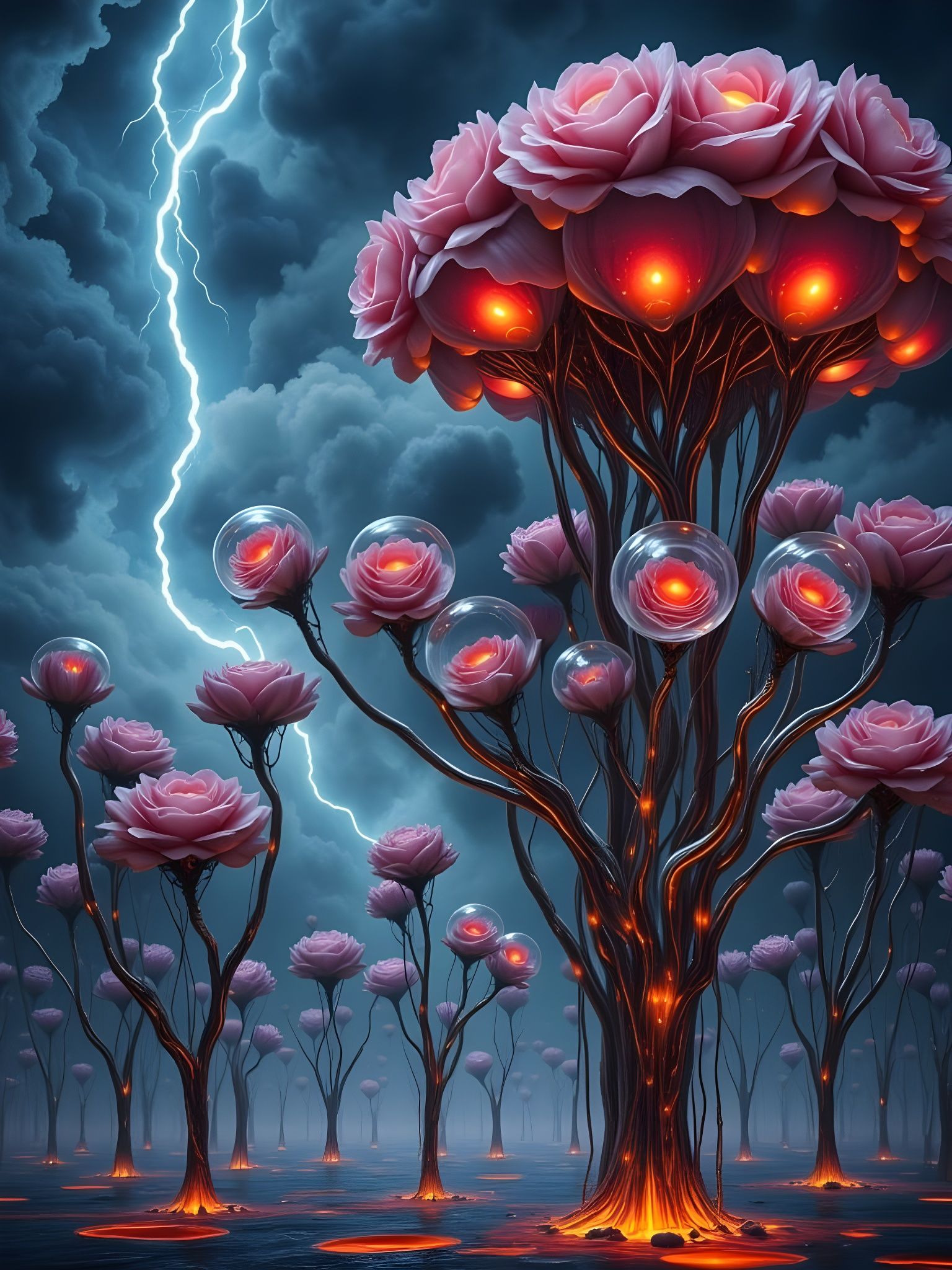 Android Space Flowers in Stormy Skies