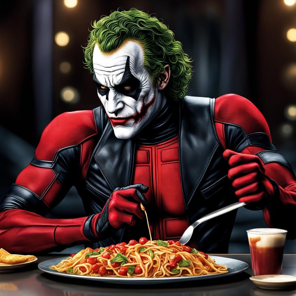 Jokerpool Eats Chimichanga: Hyperrealistic Mashup in Klimt S...