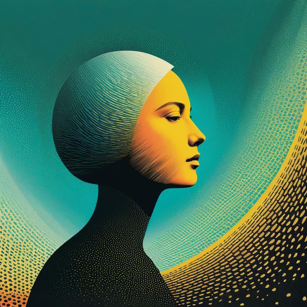 Vibrant Halftone Collage Painting with Fringe Absurdism