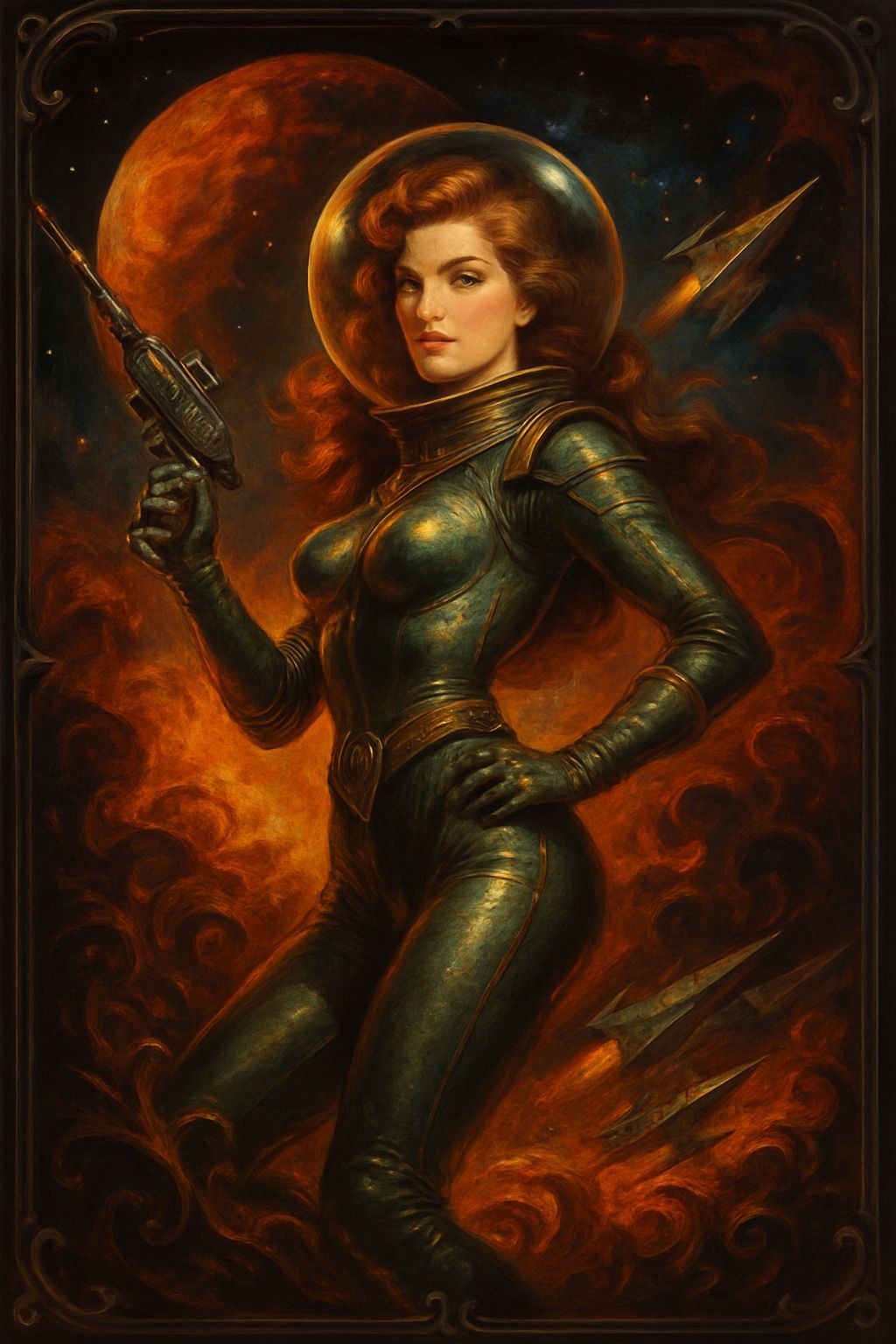 Glamorous Space Siren in a Retrofuturistic Sci Fi Epic