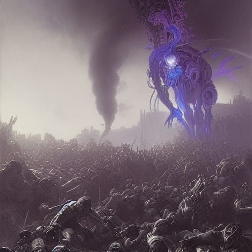 Epic Cyborg War Machine in Gothic Horror Style