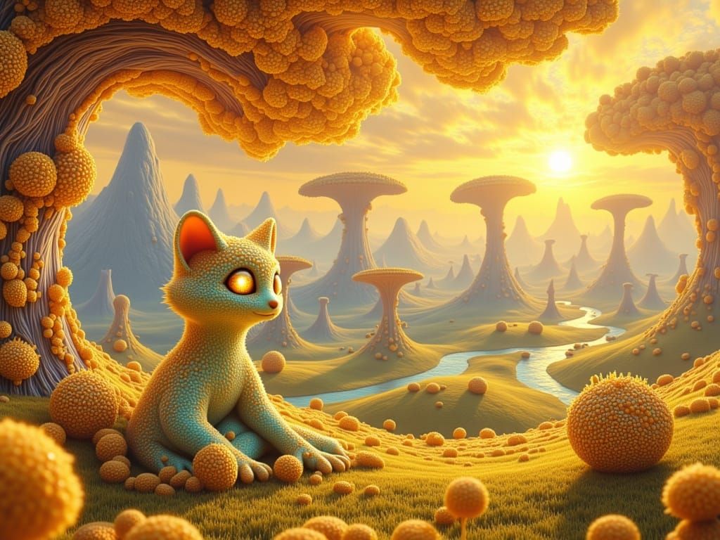 Dreamlike Meadow Scene in Vibrant Colors