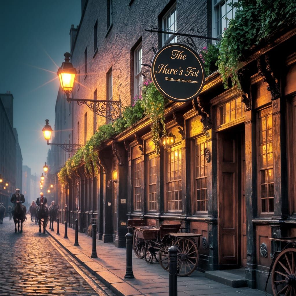 Dublin Pub Scene in Warm Golden Light