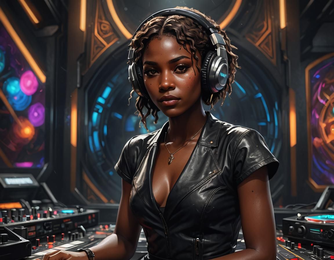 Dark Skinned DJ Hyperrealistic Portrait