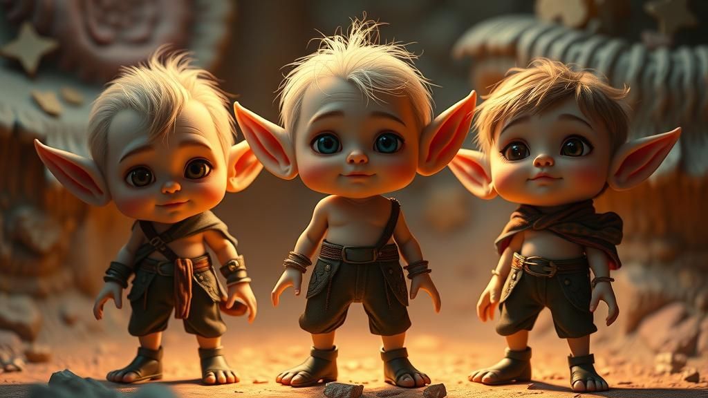 Whimsical Elves with Large Heads in Detailed Concept Art