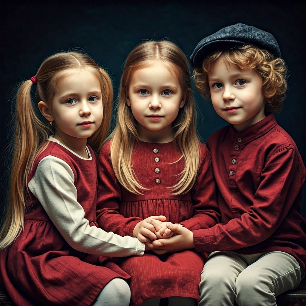 Children Holding Hands Fantasy Concept Art