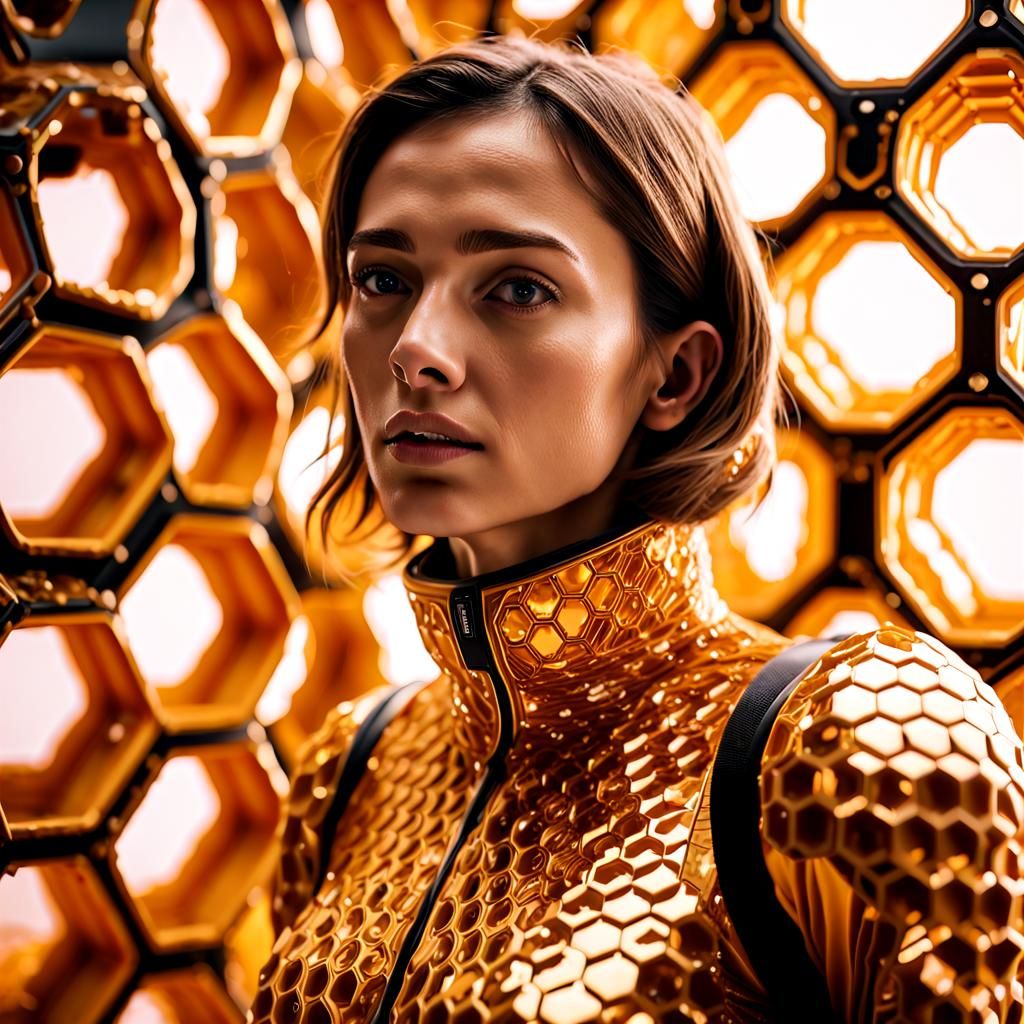 Astronaut in Honeycomb, Futuristic Fashion Photography