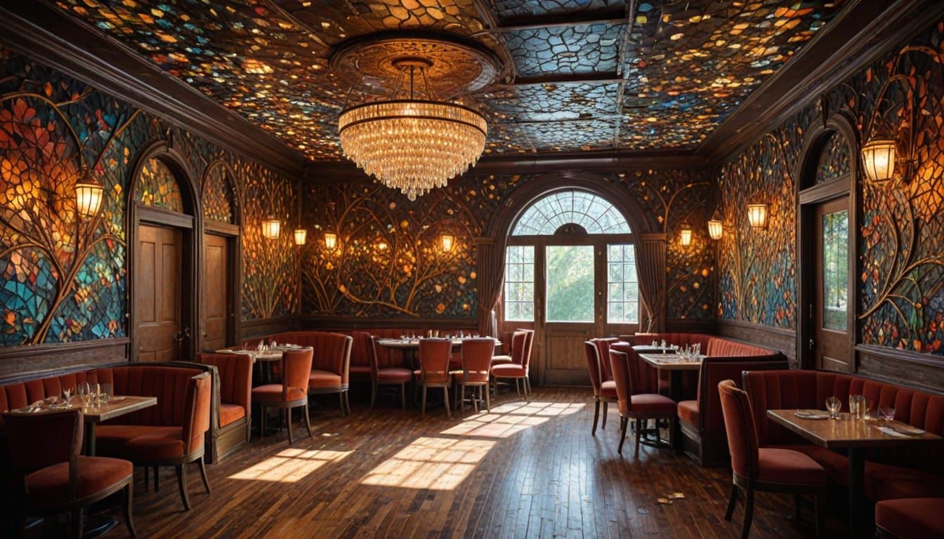 Cozy Speakeasy with Art Deco Details and Shattered Glass