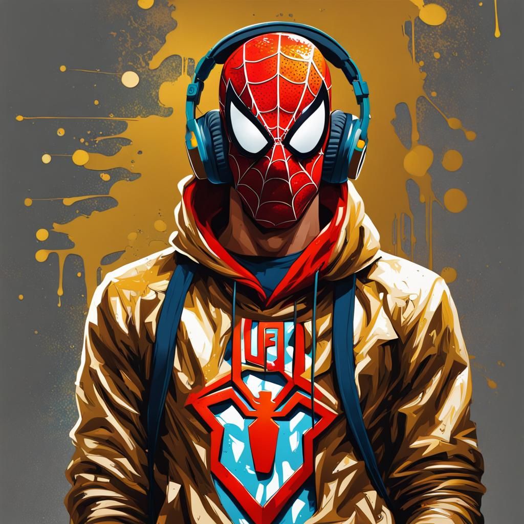 Travis Kelce as Spiderman in Graffiti Art