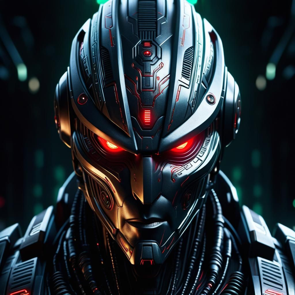 Menacing AI Entity with Piercing Red Eyes