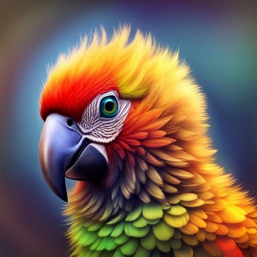 Adorable Baby Parrot Portrait in 3D Render