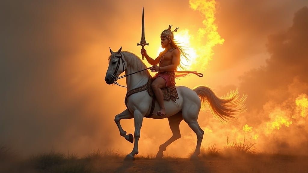 Hindu God Kalki Rides White Horse into Apocalypse