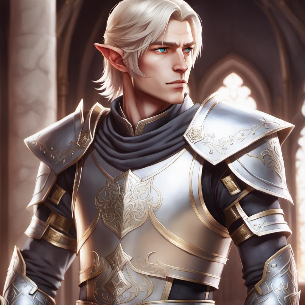 Attractive Elf Lord in Palace, 3D Anime Art