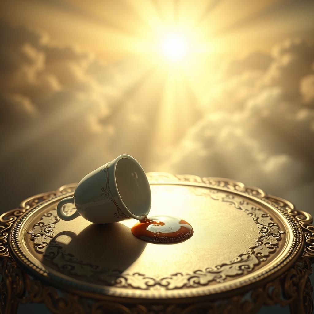 Porcelain Cup with Coffee Note, Digital Matte Painting