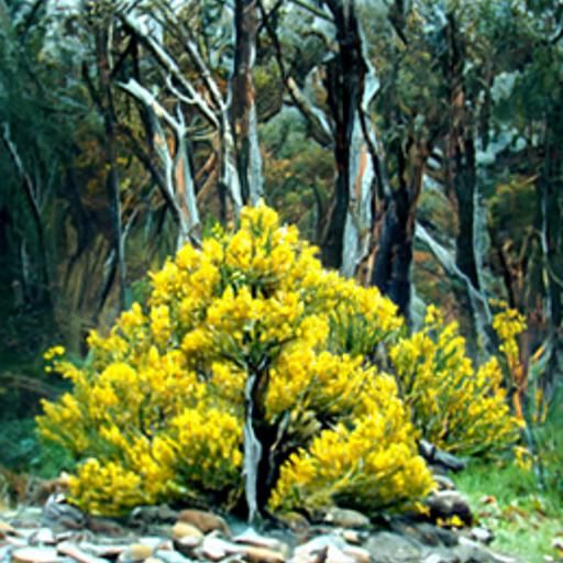 Australian Subalpine Shrub in Oil Painting Style